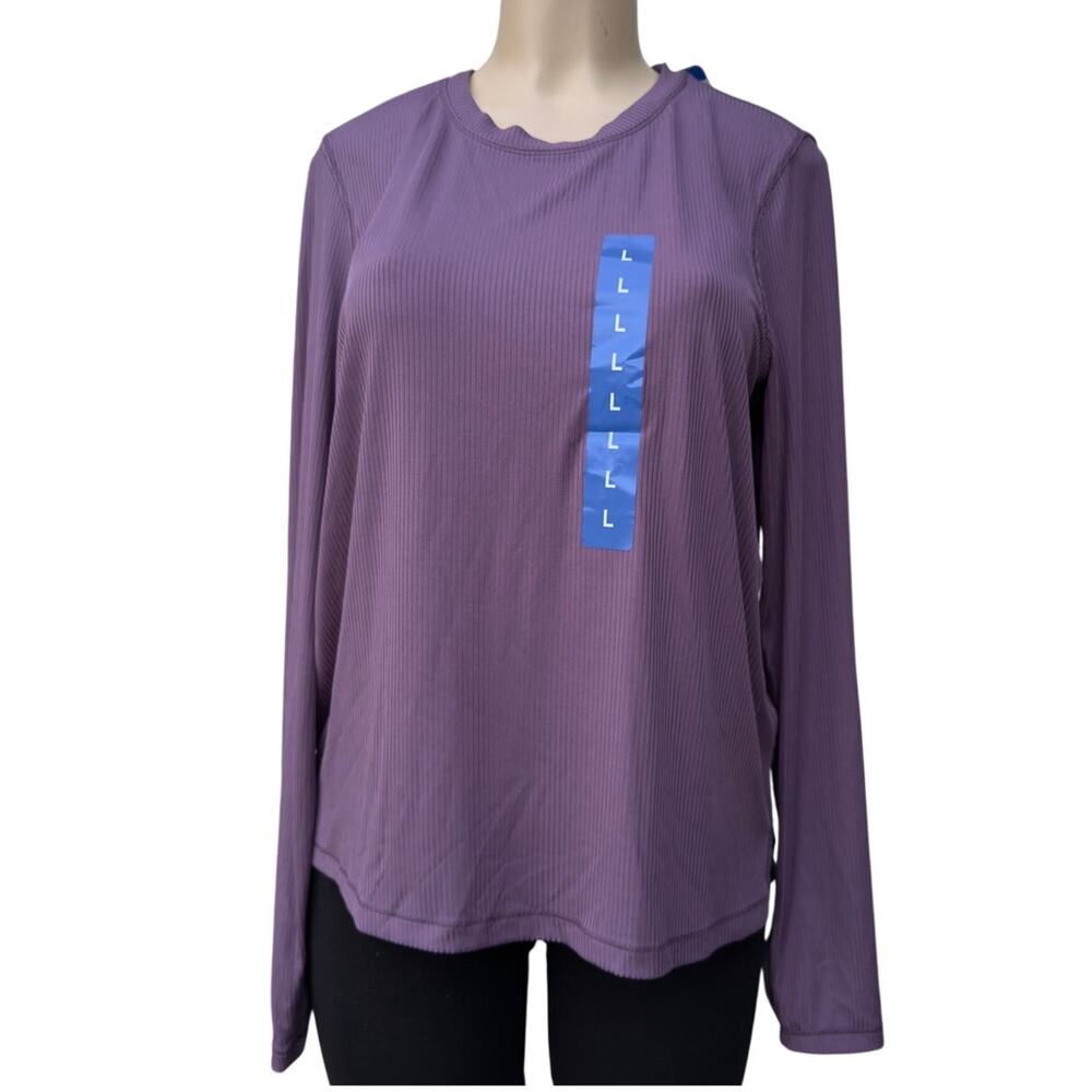 Danskin Ladies' Ribbed Long Sleeve Active Top  Purple, Size L NWT